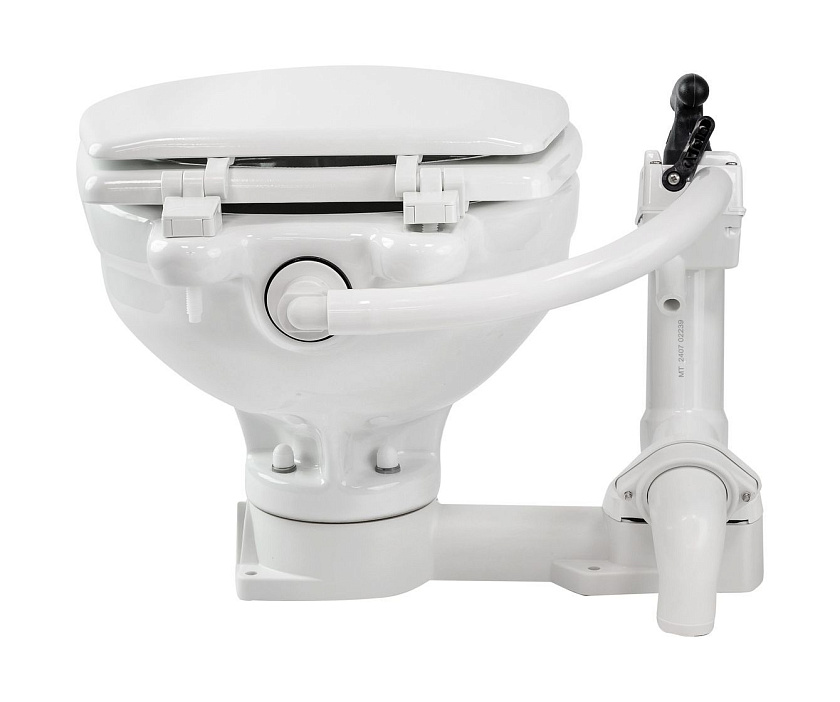 Унитаз судовой SeaFlo (Compact) керамический с ручной прокачкой, компактный морской яхтенный туалет прокачной, гальюн используется в лодках, катерах, яхтах, автодомах