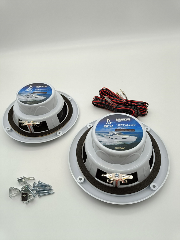 Морская акустика ACV MR652W 120 Вт, 6,5'', комплект динамиков 2 шт., влагостойкие колонки для лодки, катера, яхты водонепроницаемые 2-полосные, цв. белый