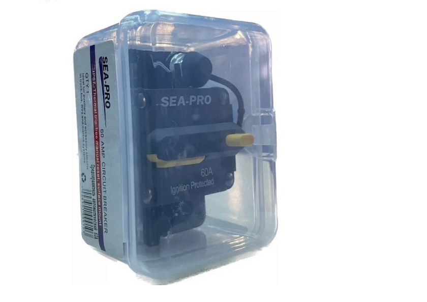 Предохранитель автоматический влагозащищенный SEA PRO 60А водонепроницаемый для лодочного электромотора лебедки и другого электронного оборудования в лодке, катере, яхте, автодоме