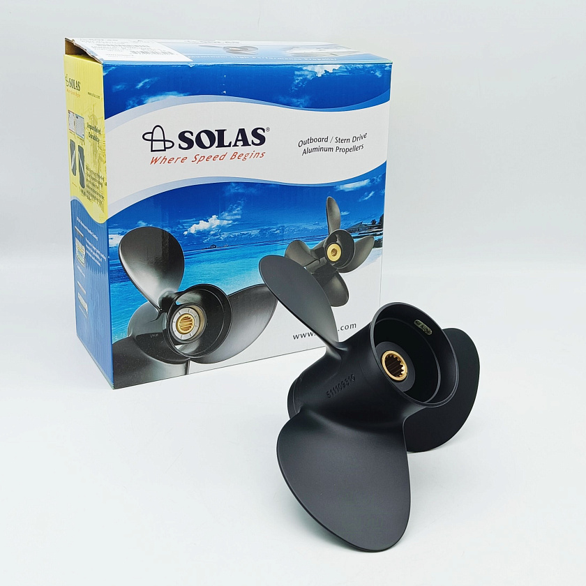 Для лодочного мотора Tohatsu (Тохатсу) 9,9 - 20 л.с. гребной винт SOLAS (Тайвань) шаг 10, диаметр 9-1/4, шлицов на валу 14, лопасти 3, алюминиевый серия AMITA 3