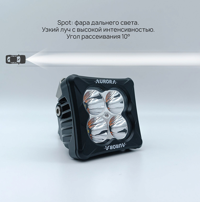 Фара светодиодная Аврора ALO-D3-2-P4D1 20 ватт дальний свет 10, LED 9 36 В фара Aurora на квадроцикл, крышу автомобиля и др. технику