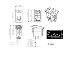 Кнопка AES ON-OFF-ON 12 В / 20А 4 pin с подсветкой для приборной панели бортовой сети лодки, катера, вездехода, клавиша переключатель для консоли 3-х позиционная с фиксацией   