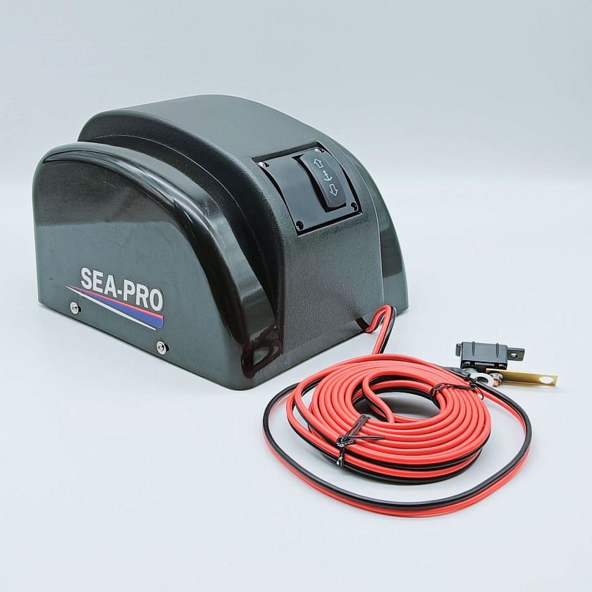Лебедка якорная электрическая SEA-PRO 45, с роульсом, для лодки (в т.ч. ПВХ), катера, электролебедка для якоря до 24 кг. (дистанционное управление, свободный сброс)