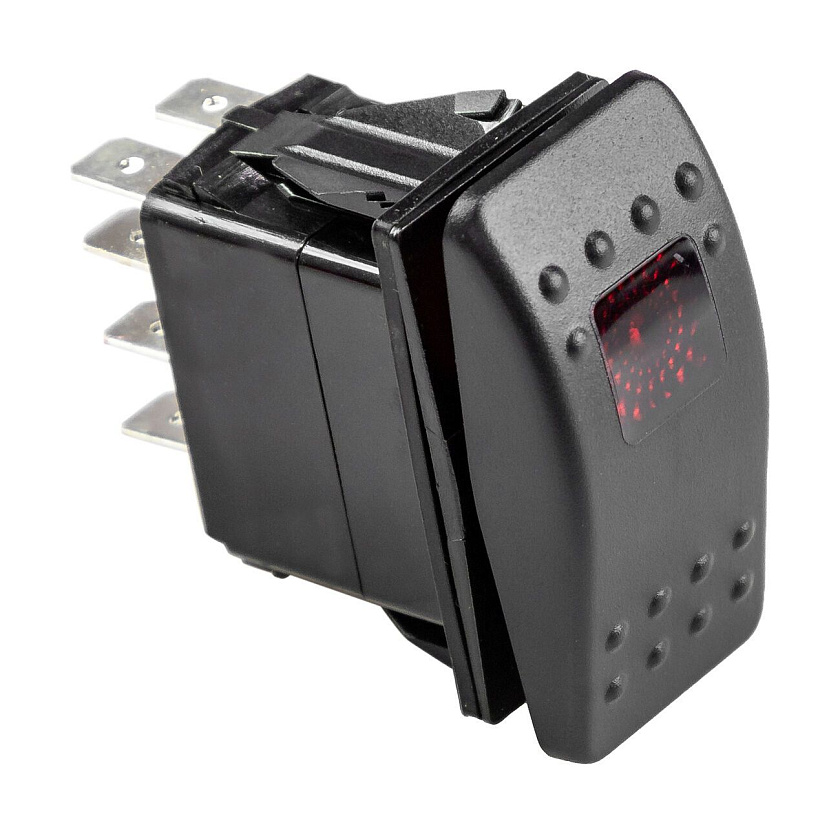 Кнопка AES ON-ON-ON 12 В / 20А, 8 pin, с подсветкой для приборной панели бортовой сети лодки, катера, вездехода, клавиша переключатель для консоли 3-х позиционная с фиксацией