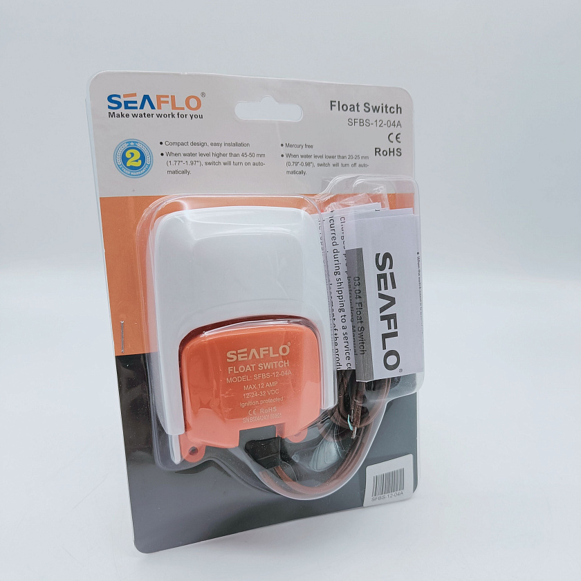 Поплавковый выключатель SeaFlo 12V/24V (12А) для насоса, переключатель / поплавок уровня воды для помпы