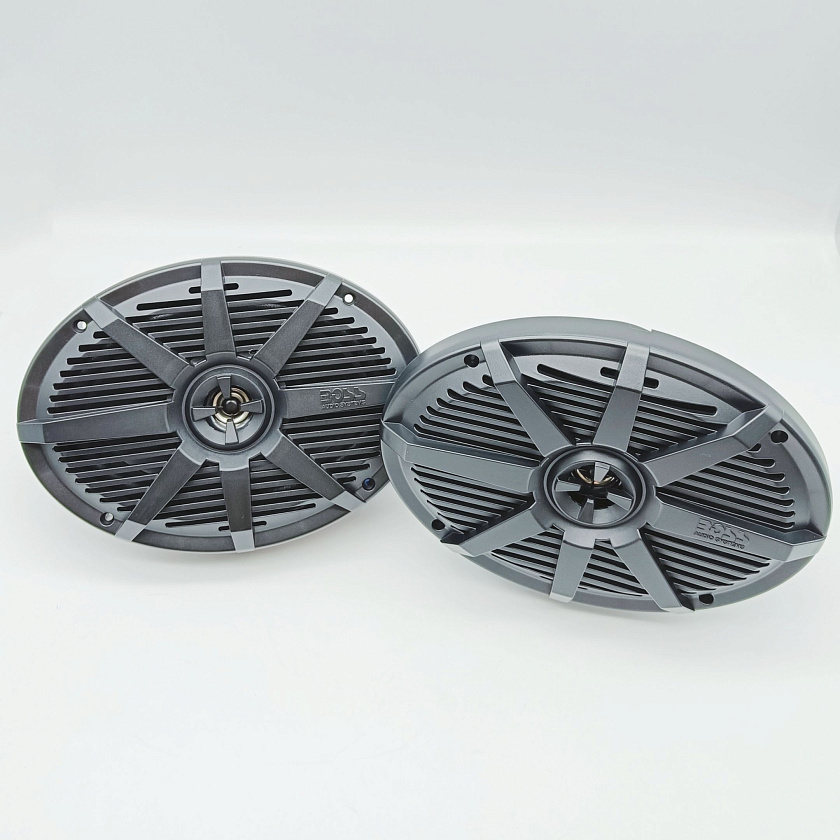 Морская акустика BOSS MR692B 350 Вт, овальные 6''x9'' комплект динамиков 2 шт, колонки для лодки, катера, яхты, мототехники, улицы водонепроницаемые 2-полосные всепогодные цв. черный. Товар уцененный