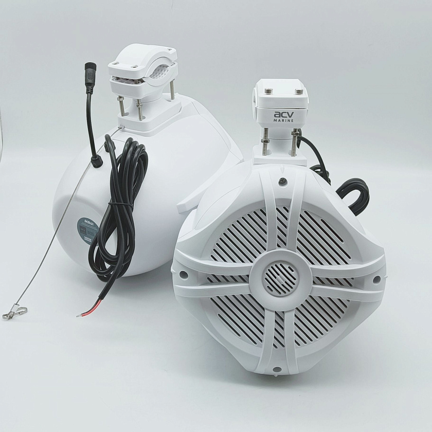 Подвесная морская акустика ACV MR61WL 200 Вт, 6,5'', RGB подсветка комплект корпусных динамиков 2 шт., влагостойкие колонки для лодки катера яхты водонепроницаемые 2-полосные, цв. белый