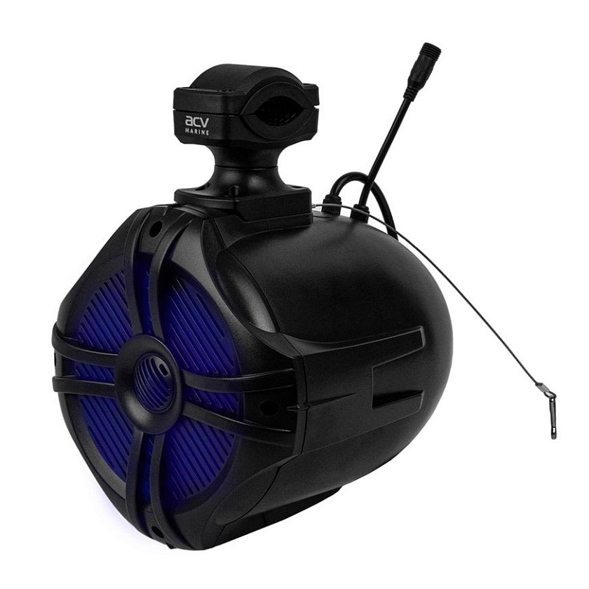 Подвесная морская акустика ACV MR61BL 200 Вт 6,5'', RGB подсветка, комплект корпусных динамиков 2 шт., влагостойкие колонки для лодки, катера, яхты водонепроницаемые 2-полосные, черные. Товар уцененный
