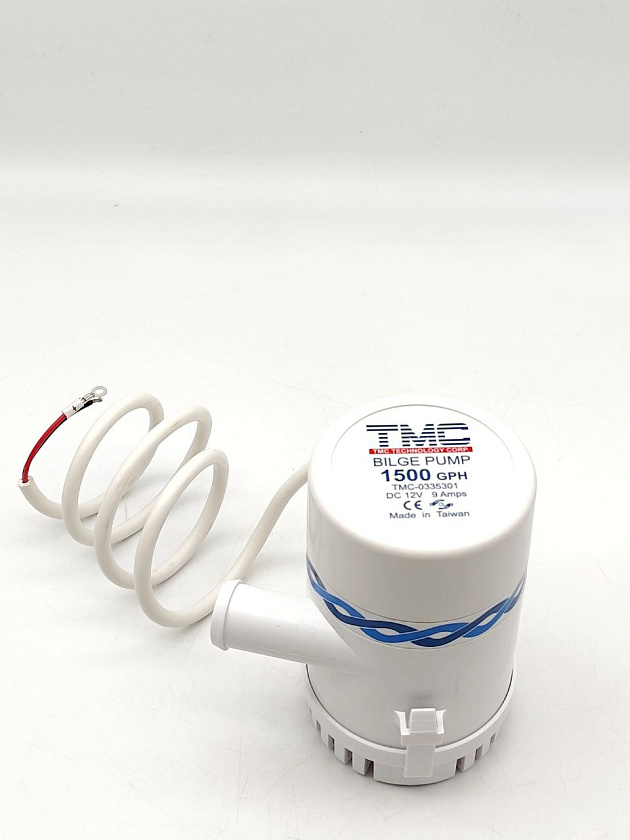 Трюмная помпа осушительная TMC 12 вольт, 1500GPH R18 (5640 л/ч), для лодки, катера, яхты (насос 12 В осушительный для откачки воды на судне / помпа водооткачивающая)
