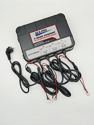 Зарядное устройство SEA-PRO ТЕ4-0286 (1х12В AGM, 2х12В LiFePo4) 2 выхода LiFePo4 по 12 вольт для тяговых / сервисных аккумуляторов, 1 выход AGM 12V для свинцово-кислотных батарей (АКБ) ток 3х10A   