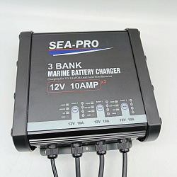 Зарядное устройство универсальное SEA-PRO ТЕ4-0333B (3х12В для LiFePo4, AGM, LEAD-ACID), 3 выхода 12 вольт, для трех типов АКБ на выбор тяговых / сервисных аккумуляторов / свинцово-кислотных батарей   