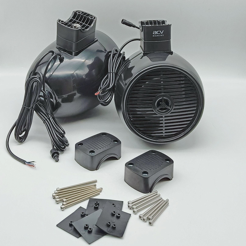 Подвесная морская акустика ACV MR62BL 300 Вт 6,5'', RGB подсветка, комплект корпусных динамиков 2 шт, влагостойкие колонки для лодки, катера, яхты водонепроницаемые 2-полосные, черные