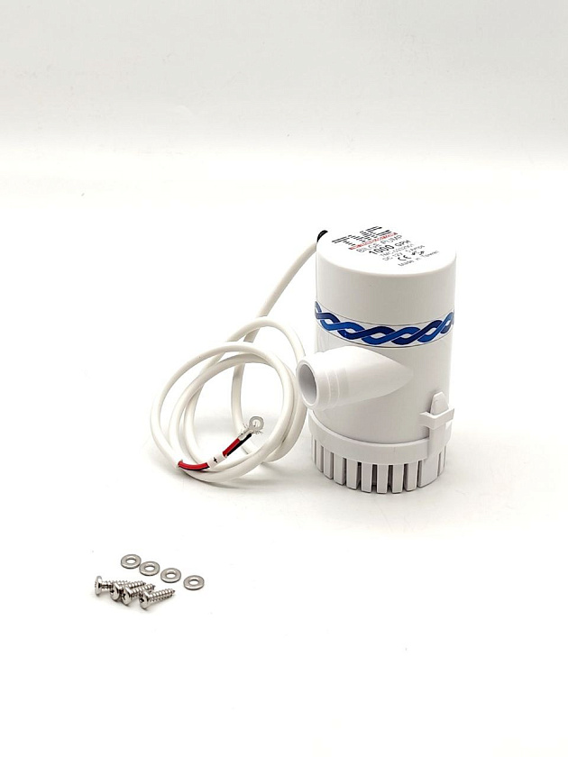 Трюмная помпа TMC 12 вольт, 1000GPH (3785 л/ч, высота до 4 м) для лодки /катера / яхты водооткачивающая, насос водяной трюмный электрический 12 В осушительный для откачки воды на судне