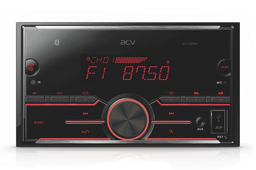 Аудио ресивер ACV AVS-2900BM, магнитола в машину 2 din, блютуз, USB/AUX/BT/SD/FM/4*50 автомагнитола автомобильная 2 дин, разноцветная подсветка