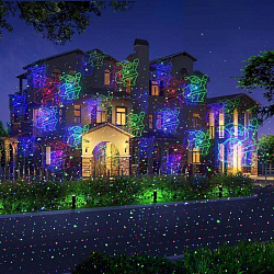 Проектор уличный лазерный новогодний для подсветки дома и деревьев Garden Xmas RGB Music   