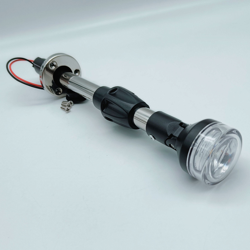 Набор светодиодный топовый огонь AAA и розетка держатель, 12 В LED фонарь клотиковый на стойке 304 мм для лодки, катера, яхты (круговой, стояночный, якорный)