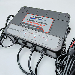 Зарядное устройство SEA-PRO ТЕ4-0287 (3х12В LiFePo4) морского исполнения для тяговых / сервисных аккумуляторов LiFePo4, 3 выхода по 12 вольт для лиферных / литиевых батарей (АКБ) ток заряда 3х10A   