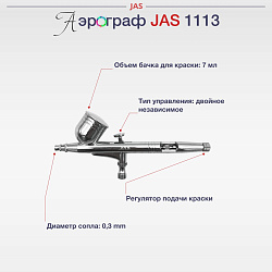 Аэрограф с компрессором "Мастер" (3 предмета JAS 1202, 1113, 1401)   