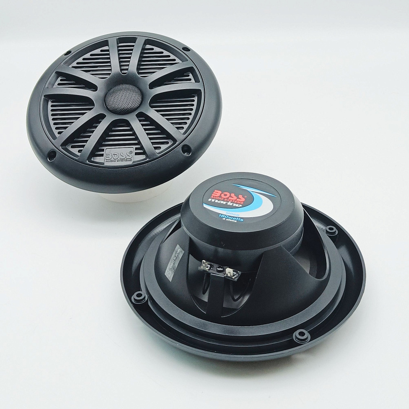 Морская акустика BOSS MR6B 180W, 6.5'', комплект динамиков 2 шт., колонки для лодки, катера, яхты водонепроницаемые 2-полосные, цв. черный