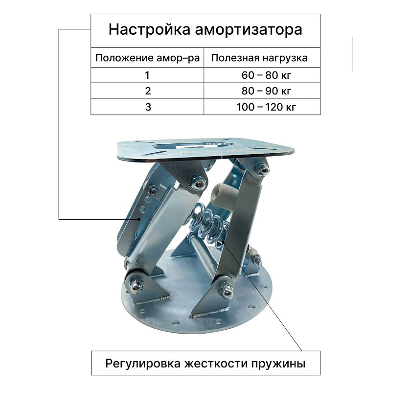 Стойка амортизационная из оцинкованной стали для лодок и катеров опора под лодочное кресло / сиденье