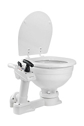 Унитаз судовой SeaFlo (Compact) керамический с ручной прокачкой, компактный морской яхтенный туалет прокачной, гальюн используется в лодках, катерах, яхтах, автодомах   