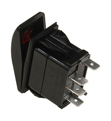 Кнопка AES (ON)-OFF-ON 12 В / 20А 4 pin с подсветкой для приборной панели бортовой сети лодки, катера, вездехода, клавиша переключатель для консоли 3-х позиционная с фикс. 1 положения   