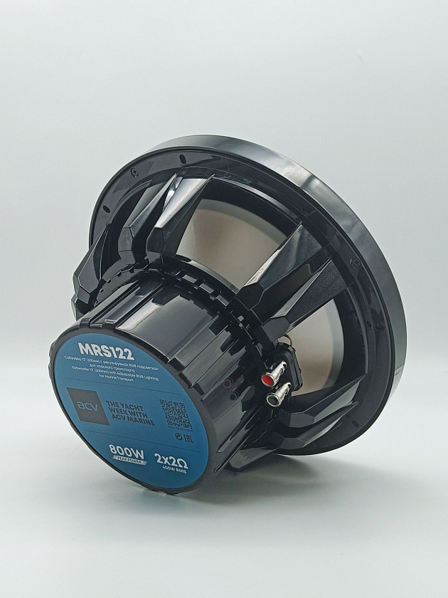 Сабвуфер водонепроницаемый ACV MARINE MRS122DLB (300 мм), 800 Вт, 12 дюймов, динамик с регулируемой RGB подсветкой, влагостойкая морская акустика для лодки катера яхты причала бассейна улицы