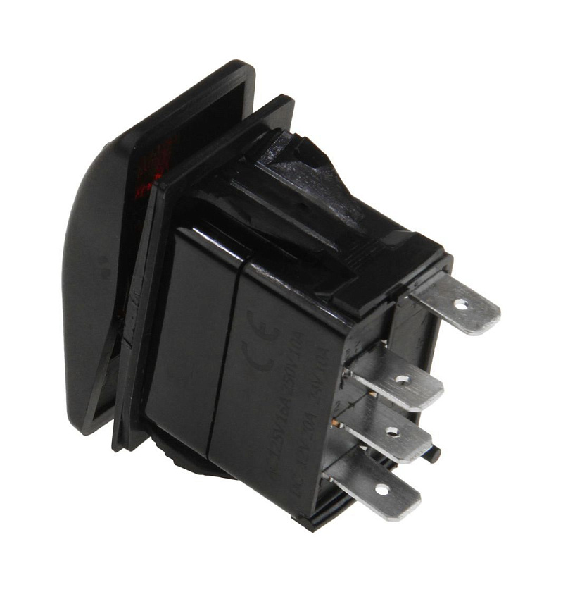 Кнопка AES (ON)-OFF-(ON) 12 В / 20А 4 pin с подсветкой для приборной панели бортовой сети лодки, катера, вездехода, клавиша переключатель для консоли 3-х позиционная без фиксации