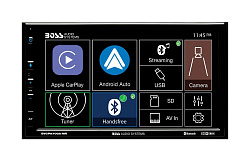 Магнитола универсальная BOSS Audio BVCP9700A-MR с 7" экраном, Apple CarPlay, Android Auto и защитной крышкой   