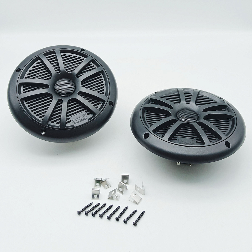 Морская акустика BOSS MR6B 180W, 6.5'', комплект динамиков 2 шт., колонки для лодки, катера, яхты водонепроницаемые 2-полосные, цв. черный
